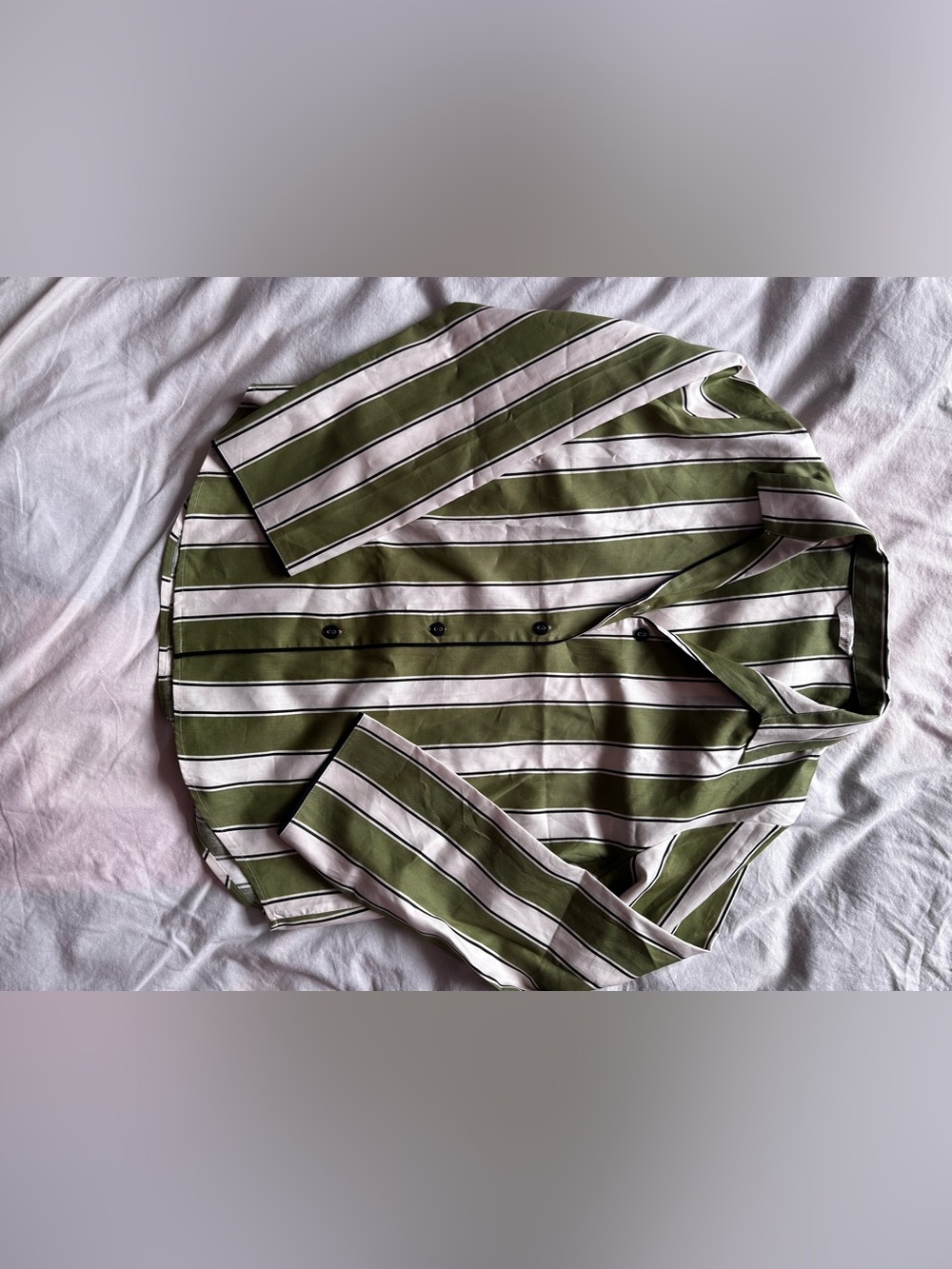 Cyberjammies Nancy Stripe Pajama Set Sage Green Cotton Modal Size 44 - Picture 4 of 13